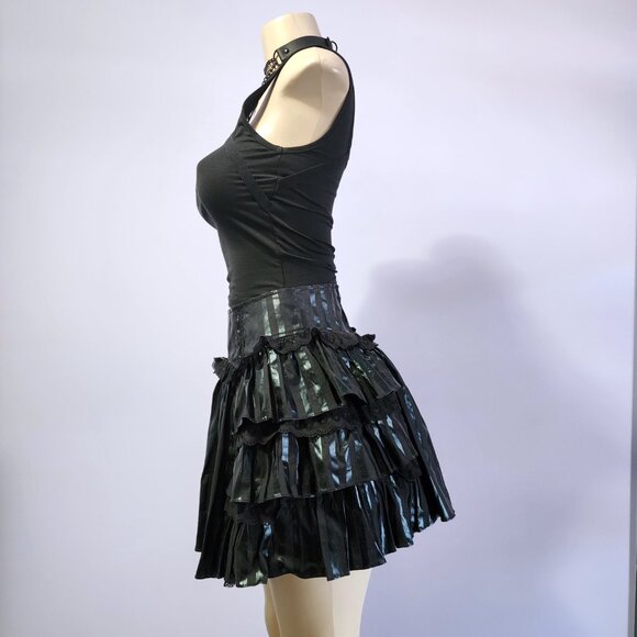 Lip Service Blacklist Layered Black on Black striped Lolita Skirt Size Medium - Picture 4 of 7